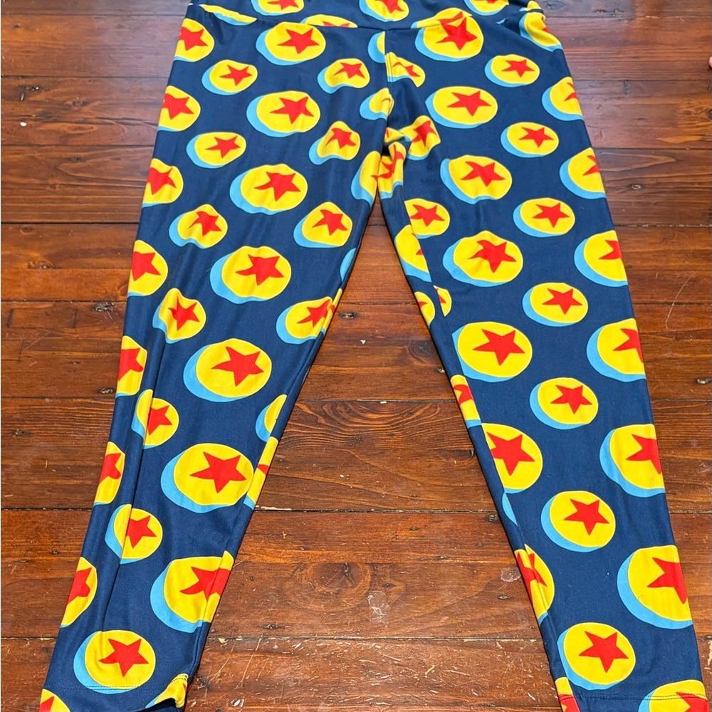 Disney Blue and Yellow Leggings with Cheerful Cartoon Design